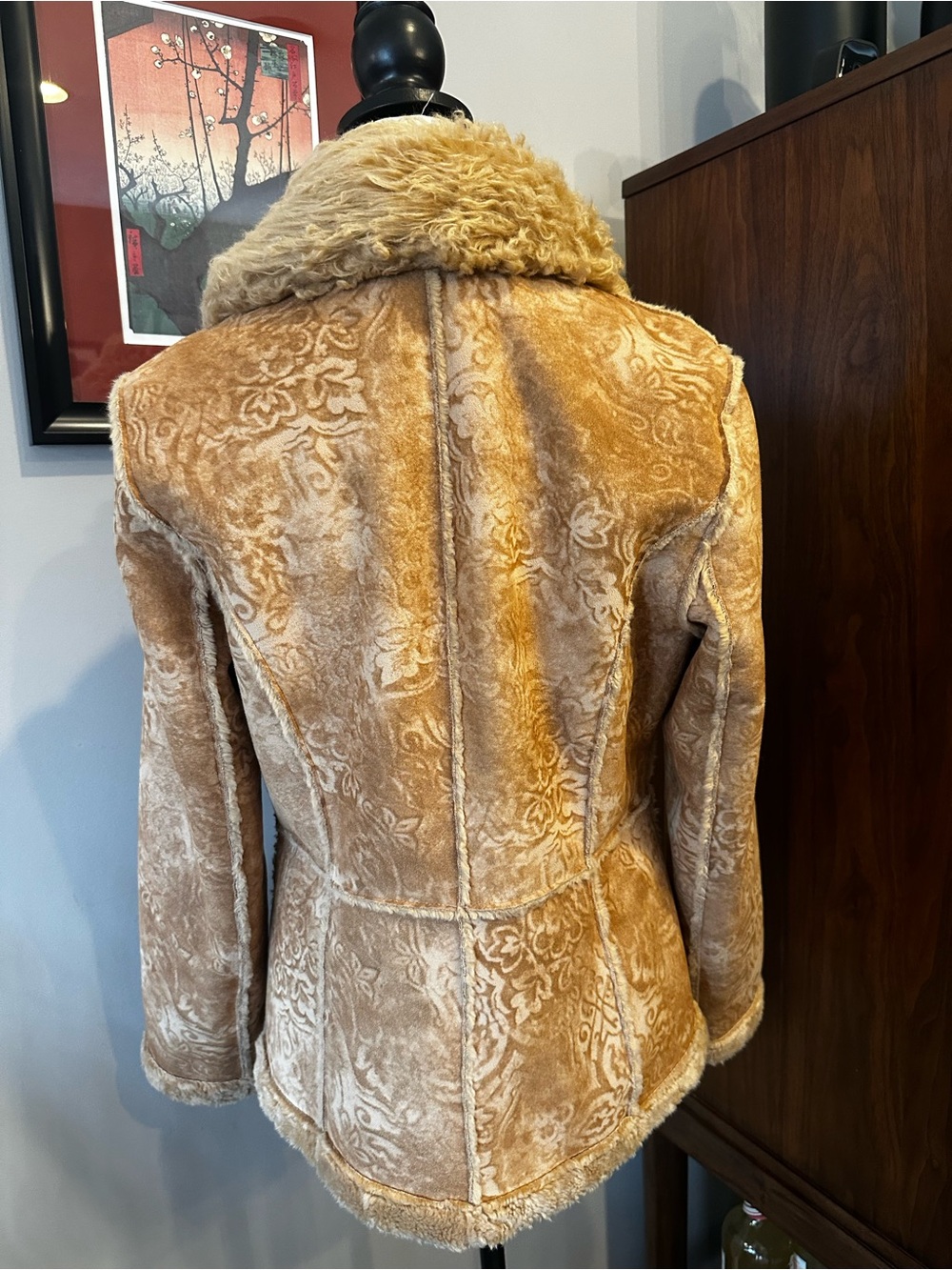 ESPRIT Tan Patterned Faux Shearling Jacket - Picture 2 of 6